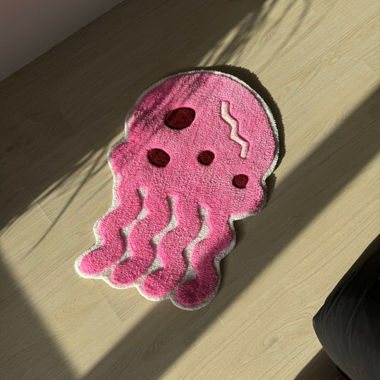 3D Pink Jellyfish Tufted Rug: Kids Room Decor