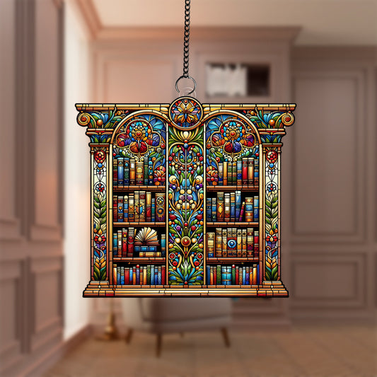 Library Window Hanging, Acrylic library door Window Hanging Art Decoration, Bookish home decor, Gift for her, Book lover gift,Librarian gift