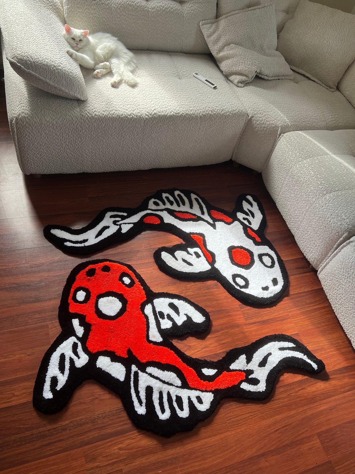 Koi Yin Yang Fish Rug | Custom Asian Tufted Rug | Fluffy & Soft Tufting