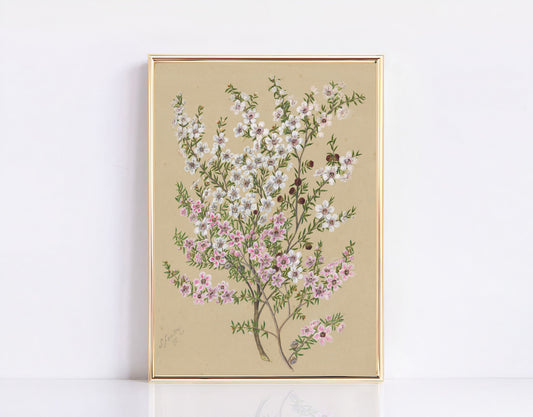 Neutral Botanical Print, Flower Art Print, Vintage Floral Gallery Wall, Floral Still Life Drawing, Vintage Country Floral print, Gift Idea