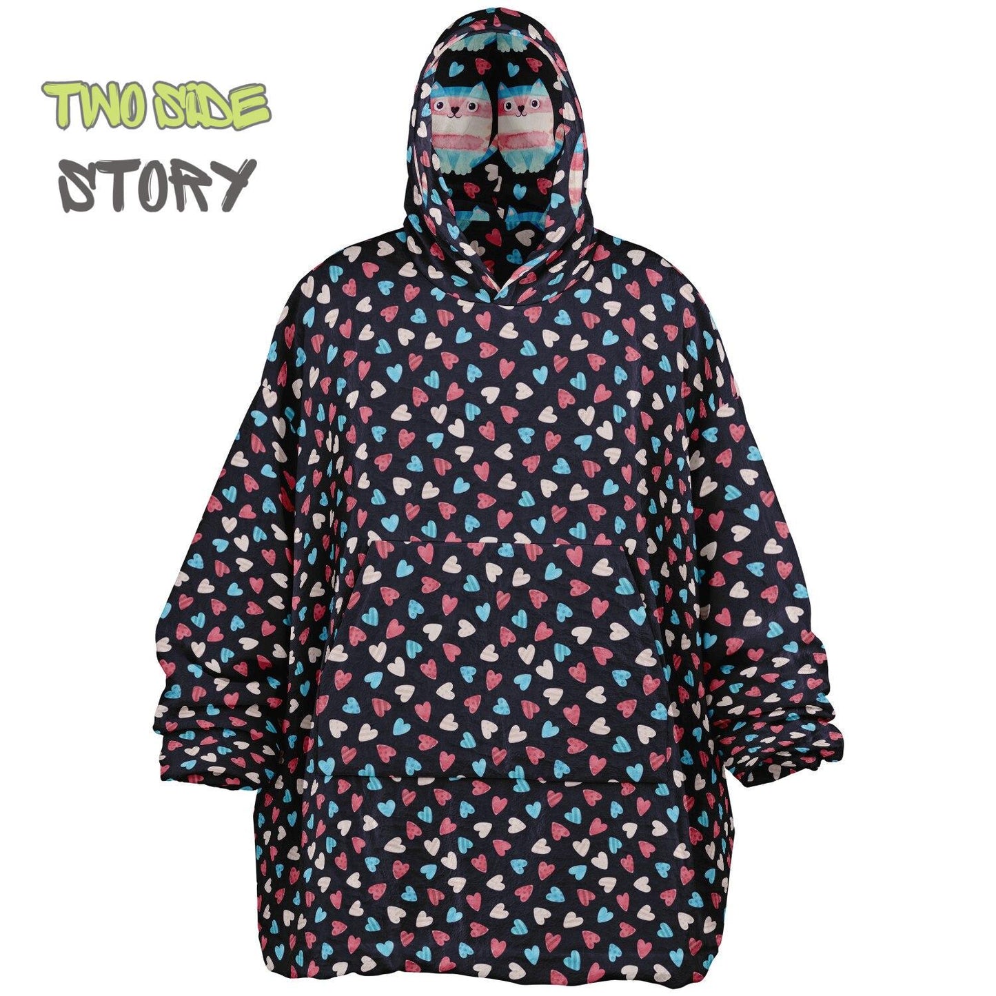 Unisex Reversible Adult Snug Hoodie,Trans Flag Reversible Oversized Hoodie Blanket,Lounge Wear,Unique Gifts,Christmas Gift,Dog Lover Gift