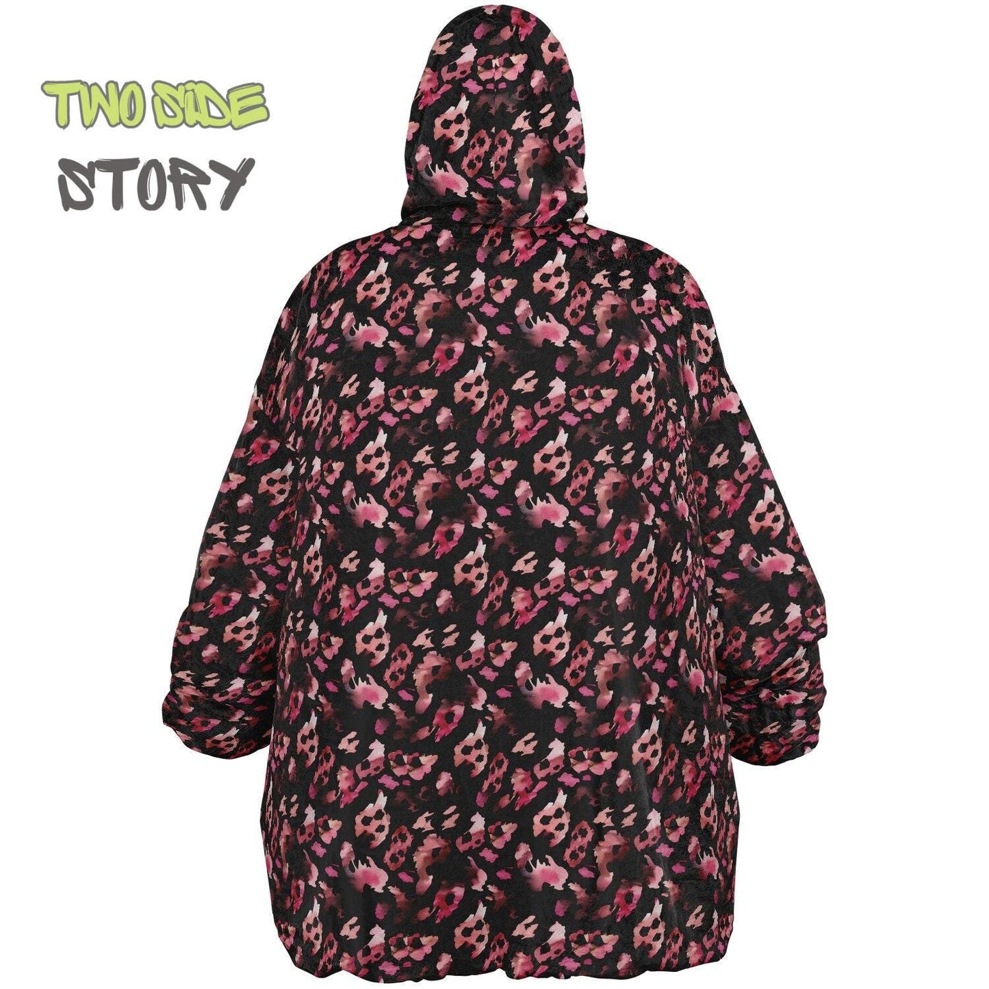 Unisex Reversible Pink Leopard Print Adult Snug Hoodie,Reversible Oversized Hoodie Blanket,Lounge Wear,Unique Gifts,Christmas Gift,Gifts