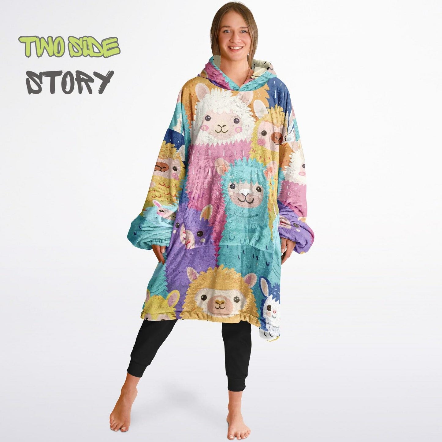 Unisex Reversible Mama Lama Fun Print Adult Snug Hoodie,Reversible Oversized Hoodie Blanket,Lounge Wear,Unique Gift,Christmas Gift,Mama Gift