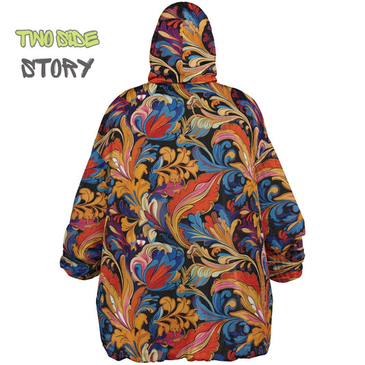 Unisex Reversible Snug Hoodie,Psychedelic Autumn Trippy Blanket Hoodie,Festival Rave Party Wear,Oversized Trippy Hoodie Blanket,Unique Gifts