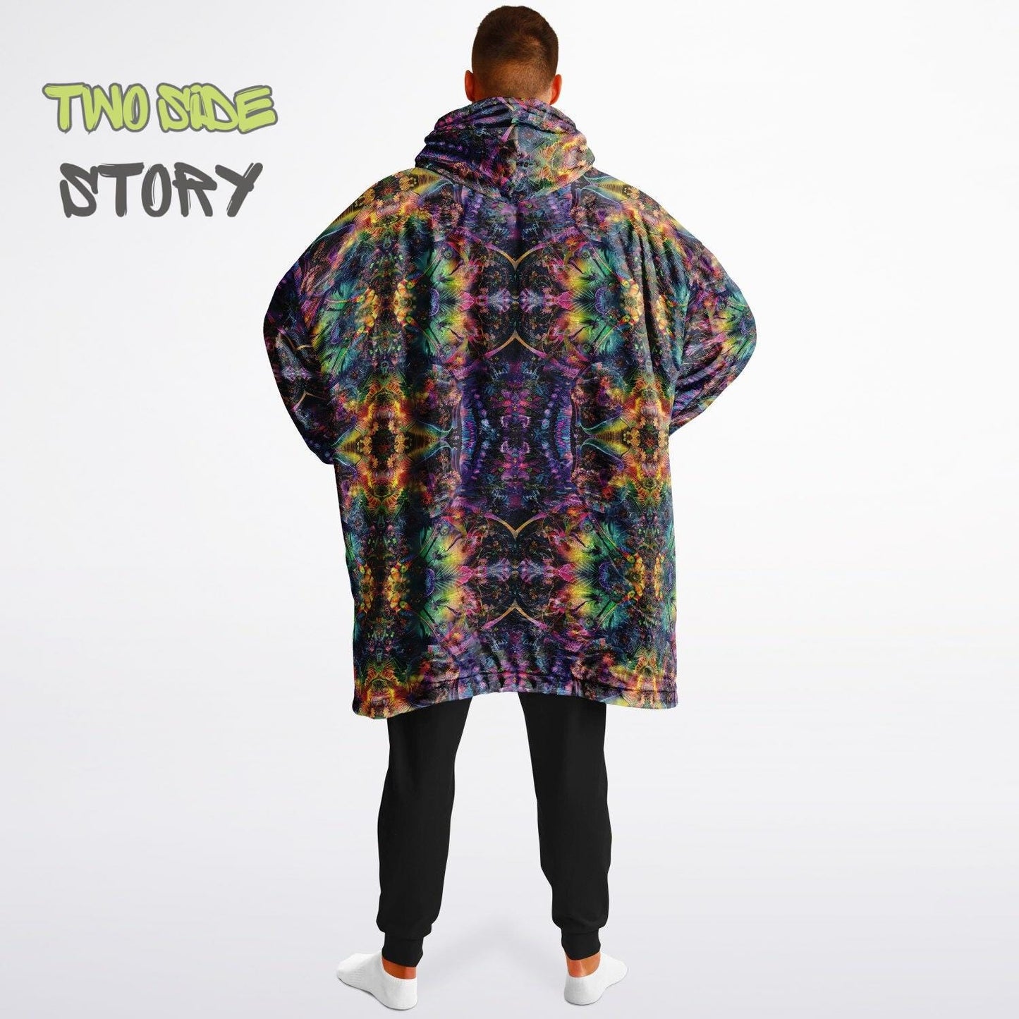 Unisex Reversible Snug Hoodie,Psychedelic Fish Trippy Print Blanket Hoodie,Festival Rave Party Wear,Oversized Hoodie Blanket,Unique Gifts