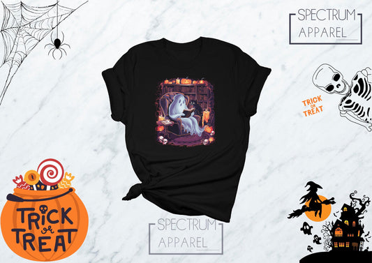 Ghost Reading Books, Bookish Ghost, Bookish Halloween, Halloween Teacher Shirt, Librarian Shirt, Book Lover Shirt, Halloween Tshirts