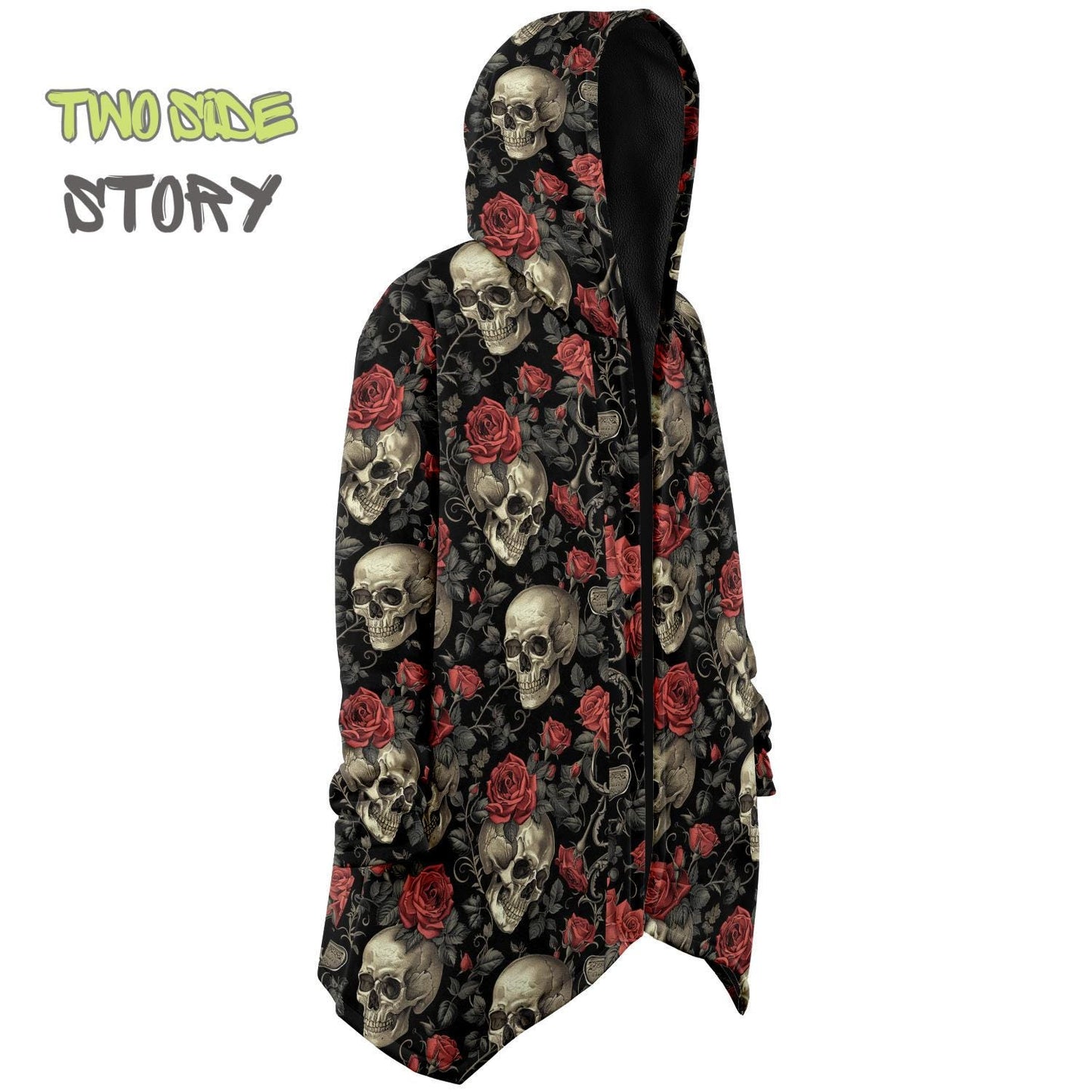 Micro-fleece Halloween Skulls Hooded Cloak, Festival Party Wear,Halloween Cape, Vivid Colors EDM Festival Cape, Unique Gifts,Men's Rave Cape