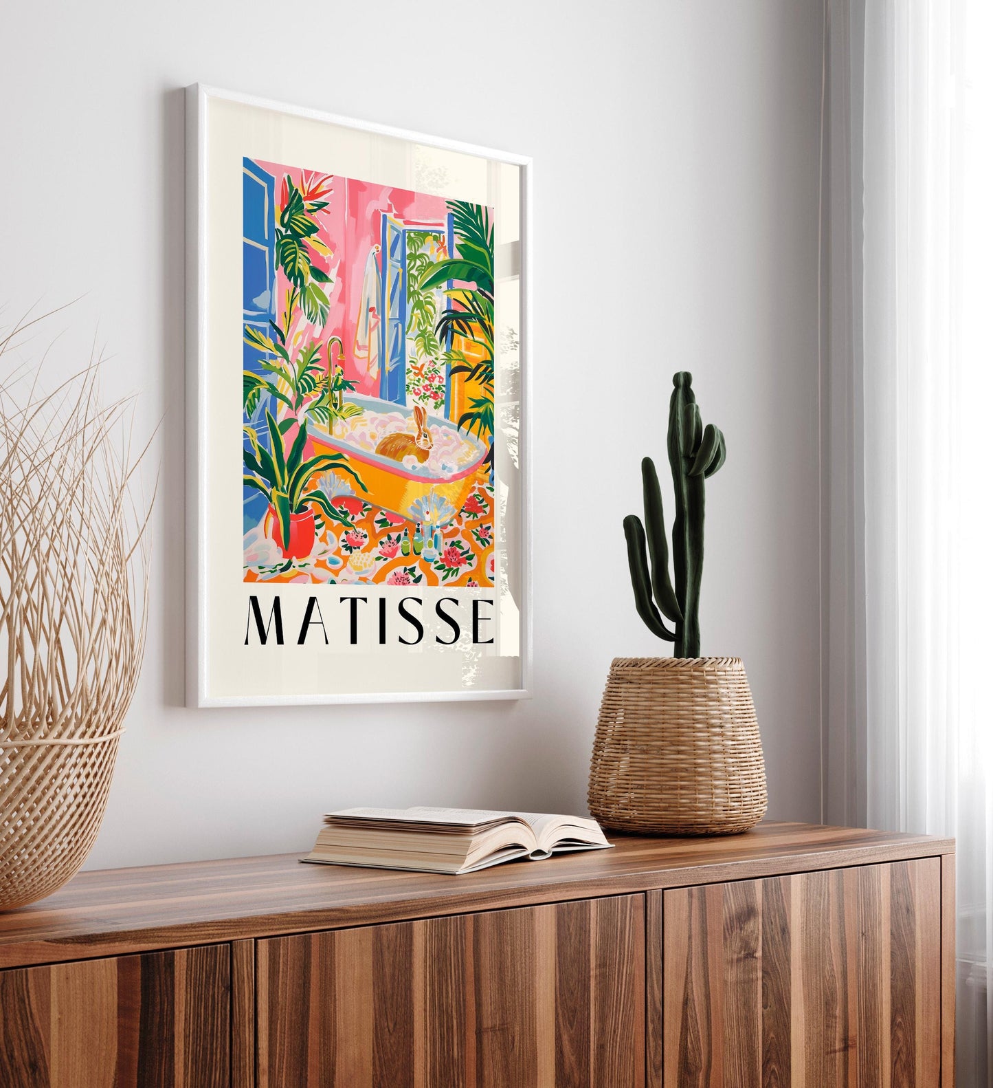 Rabbit in Bathtub Art Print: Matisse Bathroom Wall Decor