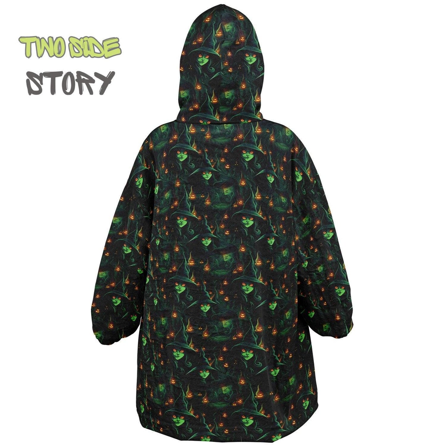 Halloween Print Skulls Witches Reversible Kids Snug Hoodie,Oversized Double Sided Youth Hoodie Blanket,Warm Blanket with Sleeves,Unique Gift