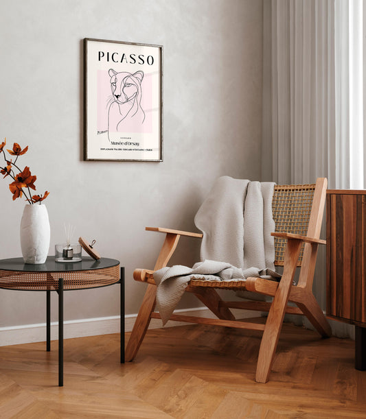 Cheetah line art print, Picasso poster, Minimalist decor, Mid century wall art