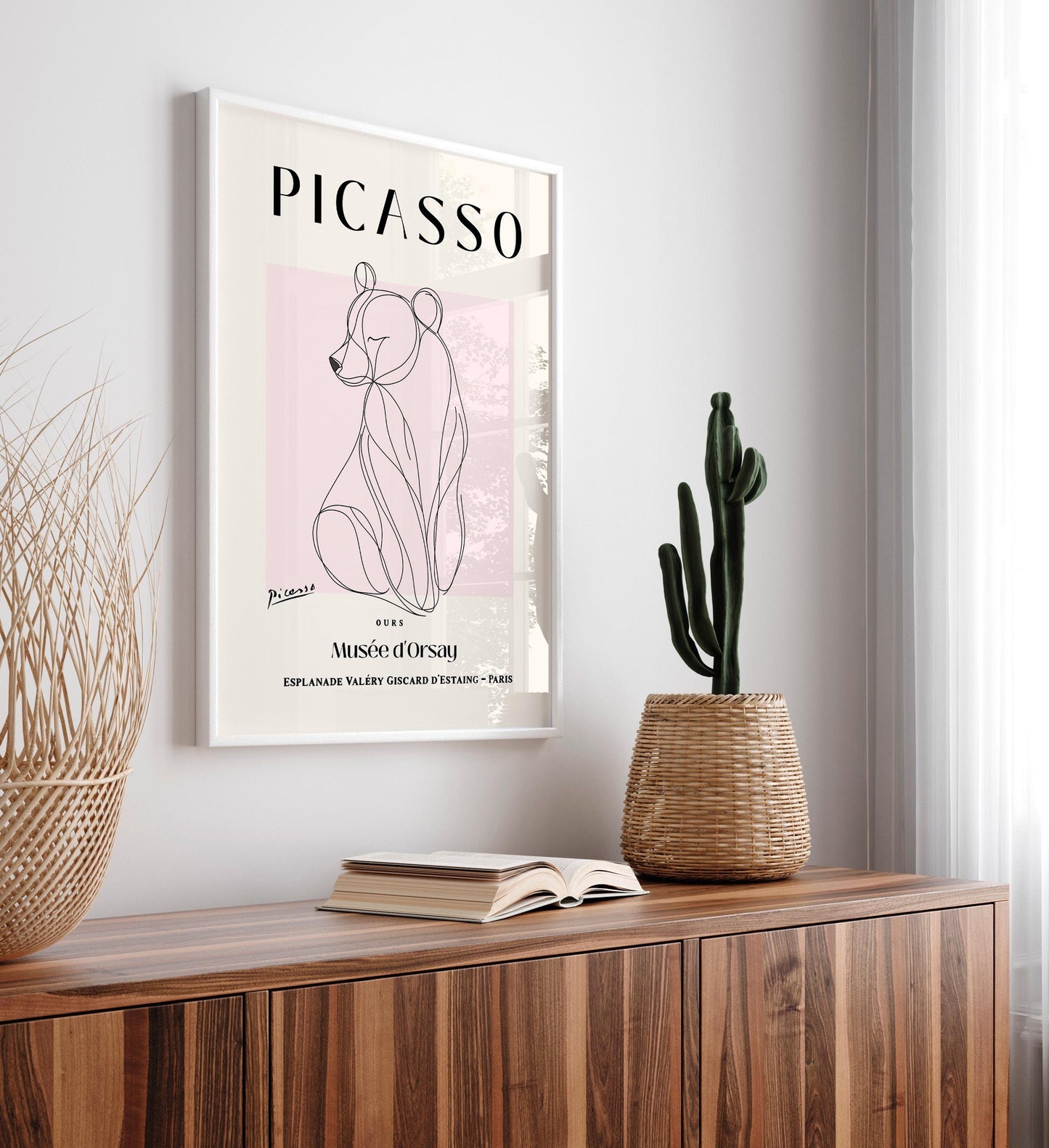 Bear art print, Minimalist decor, Picasso poster, Bear lover gift, Mid century wall art