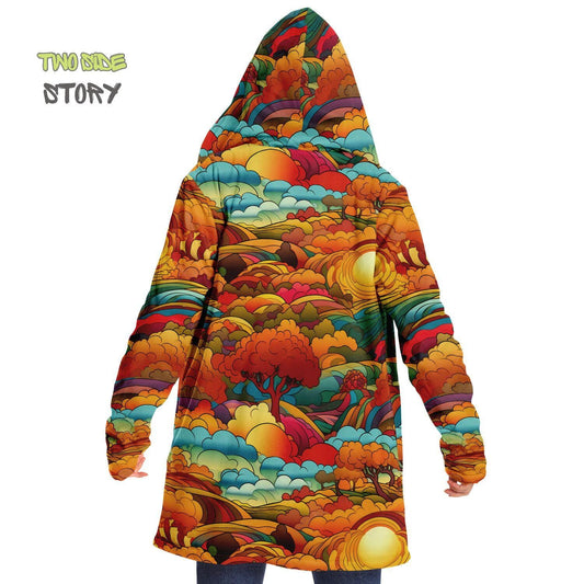 Vivid Colors Micro-fleece Psychedelic Forest Hooded Cloak, Festival Rave Party Wear, EDM Festival Cape, Psychedelic Cape, Men's Rave Cape