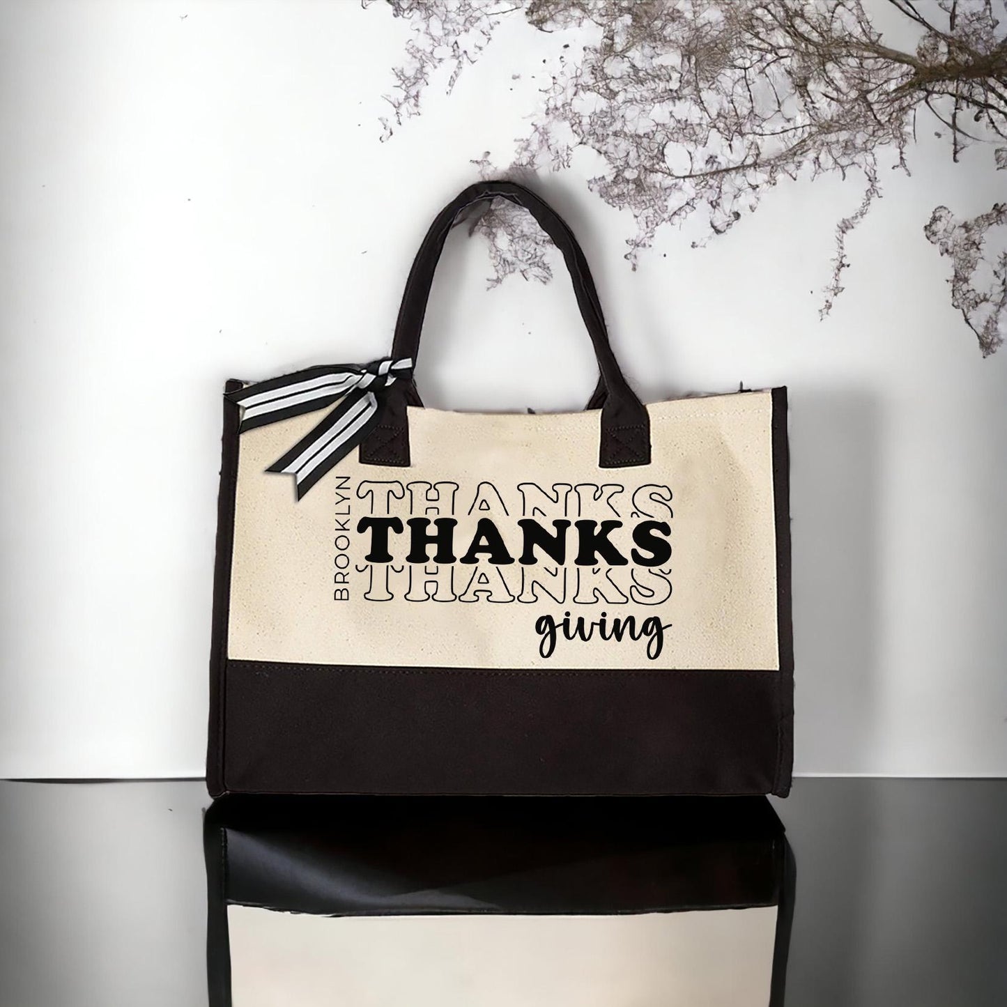 Thanksgiving Tote, Custom Name Tote Bag, Personalized Thankful Canvas Tote Bag, Gift For Women, Thanksgiving Gift Idea, Gift For Her