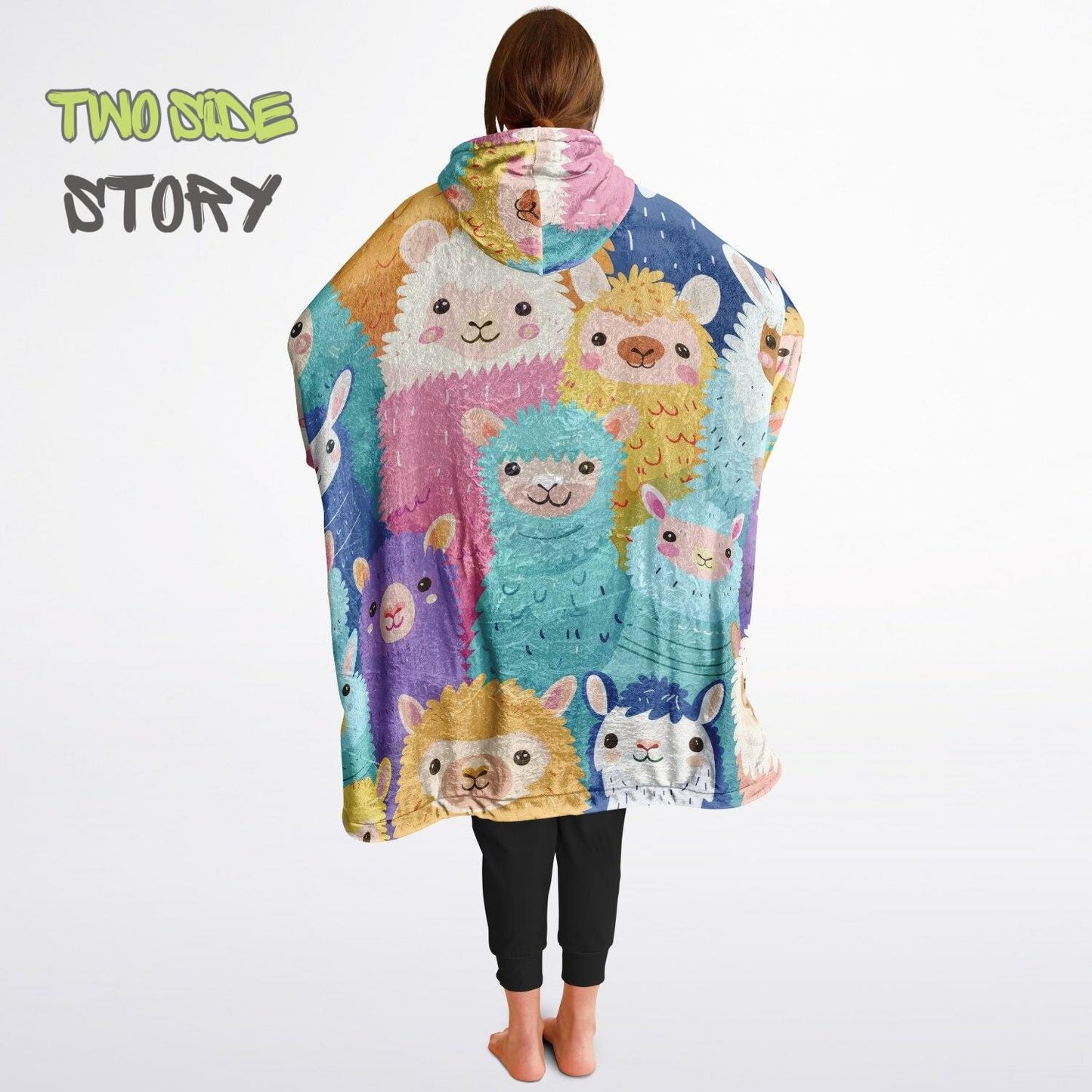 Unisex Reversible Mama Lama Fun Print Adult Snug Hoodie,Reversible Oversized Hoodie Blanket,Lounge Wear,Unique Gift,Christmas Gift,Mama Gift