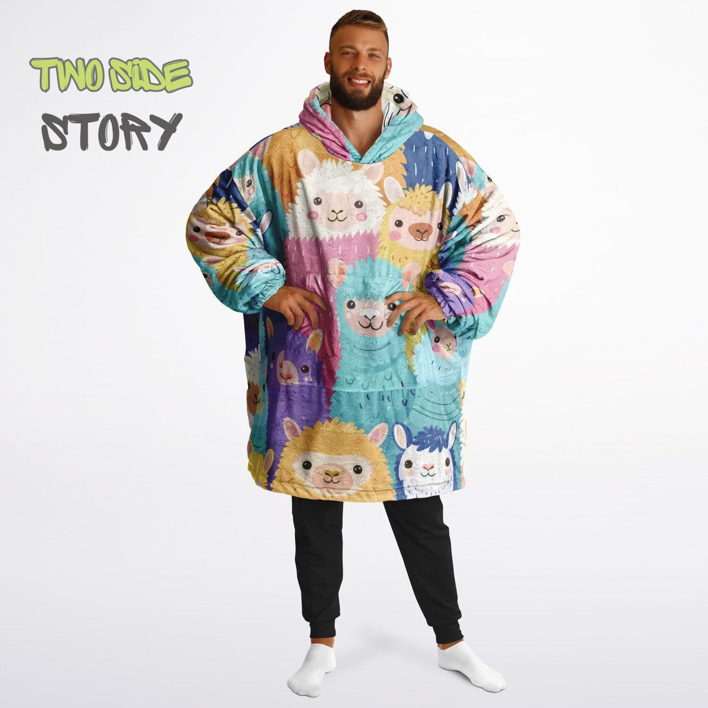 Unisex Reversible Mama Lama Fun Print Adult Snug Hoodie,Reversible Oversized Hoodie Blanket,Lounge Wear,Unique Gift,Christmas Gift,Mama Gift