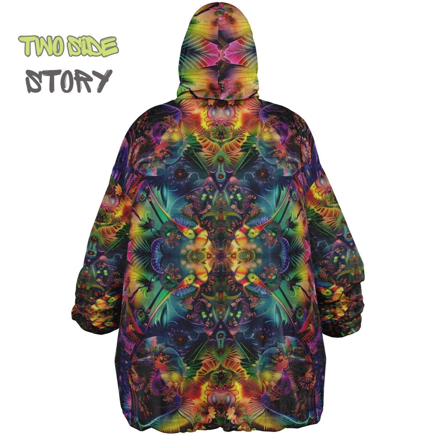 Unisex Reversible Snug Hoodie,Psychedelic Refractograph Trippy Blanket Hoodie,Festival Rave Party Wear,Oversized Hoodie Blanket,Unique Gifts