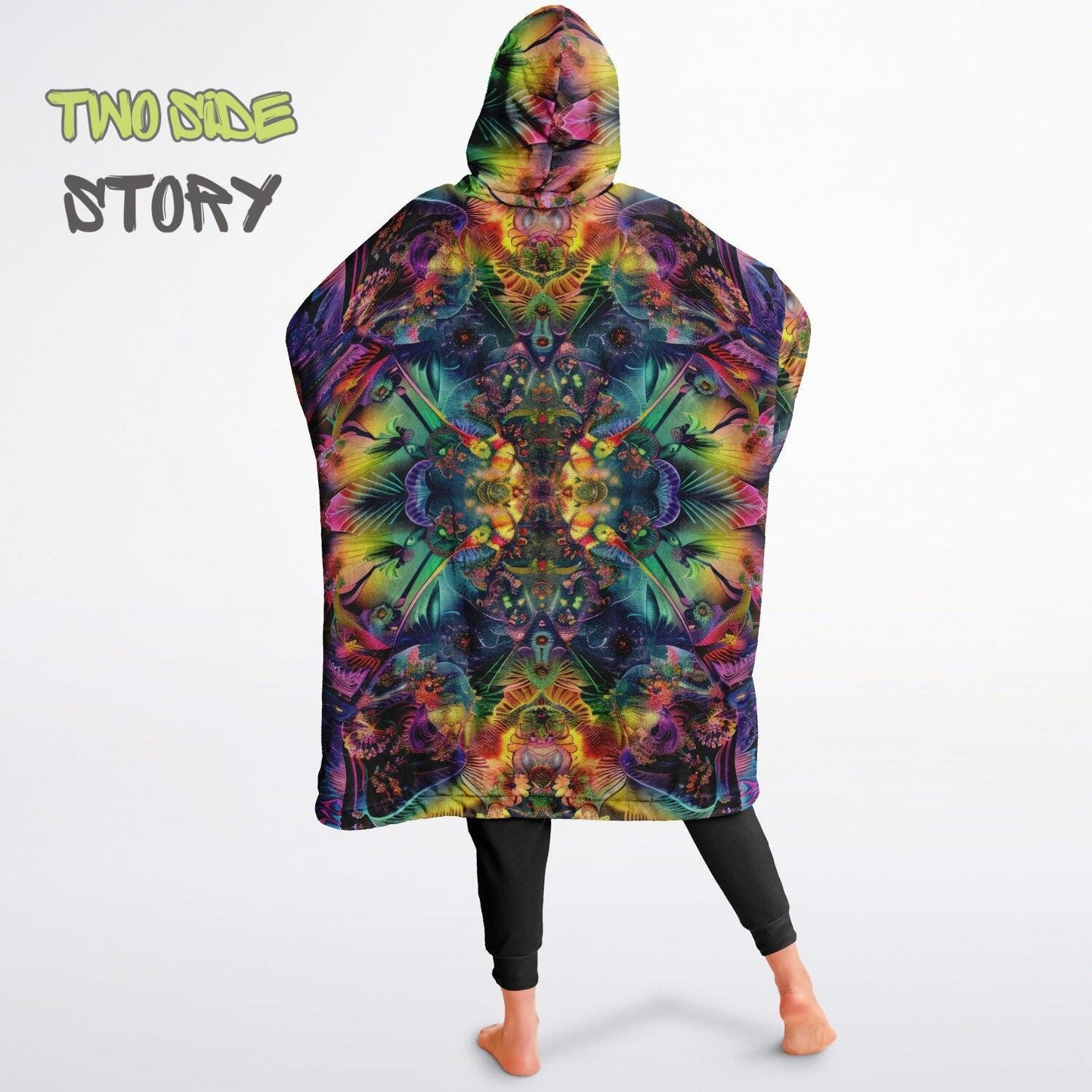 Unisex Reversible Snug Hoodie,Psychedelic Refractograph Trippy Blanket Hoodie,Festival Rave Party Wear,Oversized Hoodie Blanket,Unique Gifts
