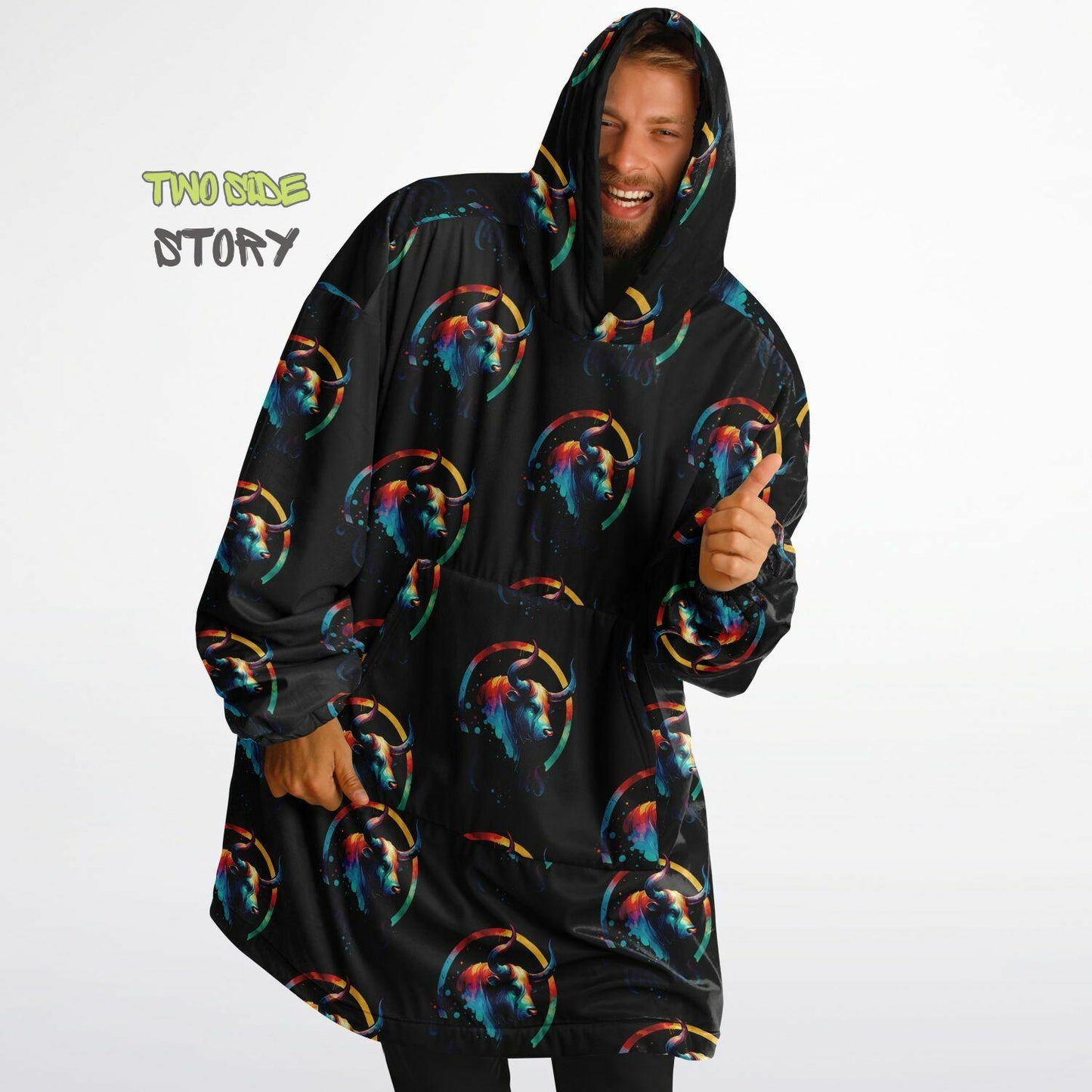 Unisex Taurus Star Sign Print Snug Hoodie,Printed Hooded Blanket,Blanket Sleeves,Lounge Wear,Unique,Novelty Gifts, birthday Christmas Gift