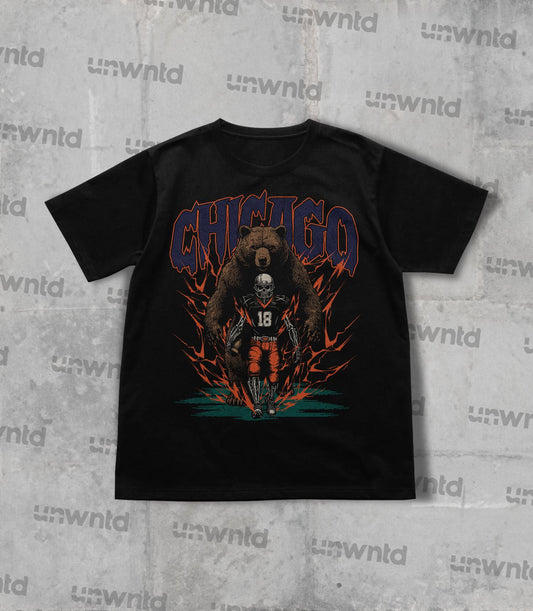 Chicago Football Shirt - Graphic Tees - Skeleton Shirt - Merch Tee - Gift Shirt - Bootleg Shirt - Vintage - Skeleton Football Shirt