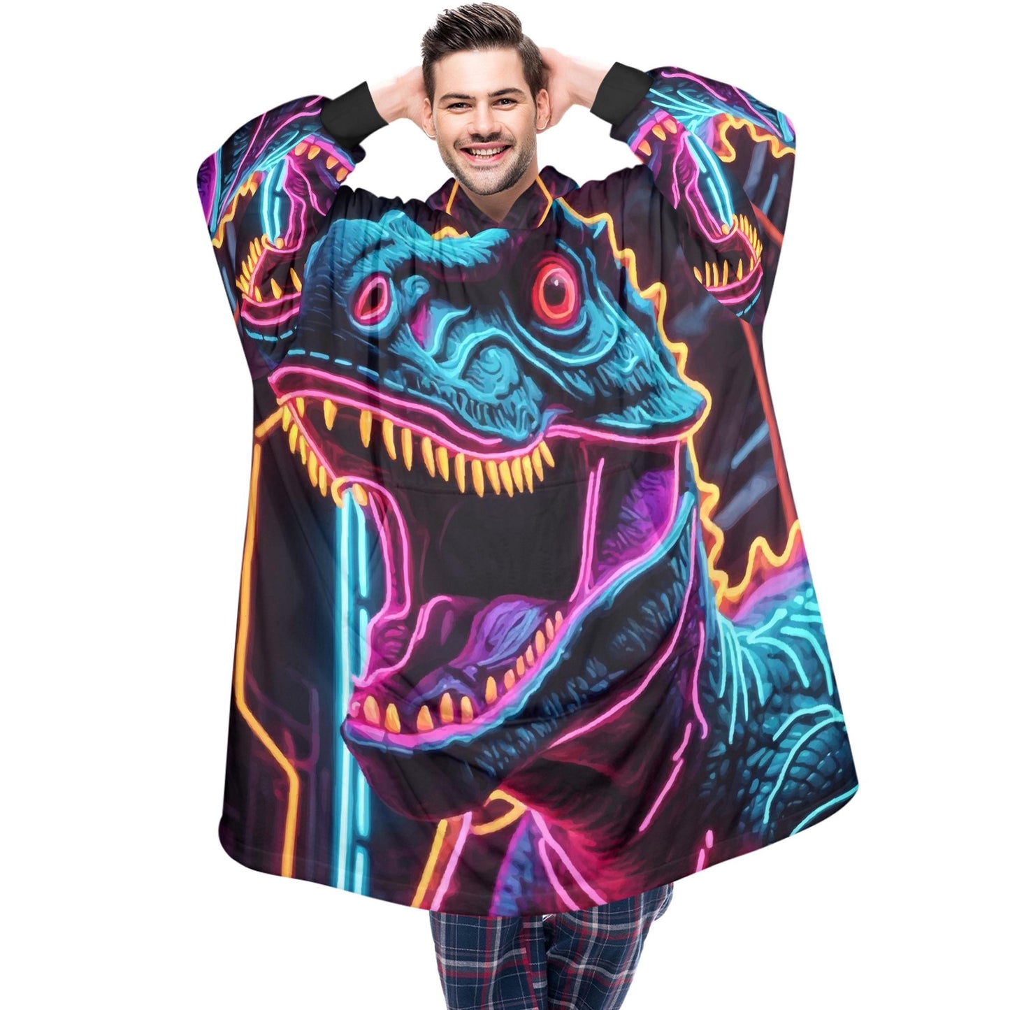 Dinosaur Cartoon Blanket Hoodie Personalized Fleece Loungewear