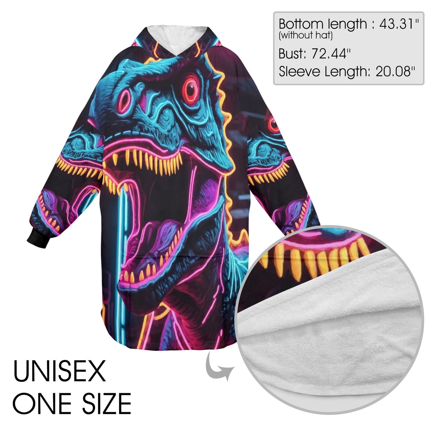 Dinosaur Cartoon Blanket Hoodie Personalized Fleece Loungewear