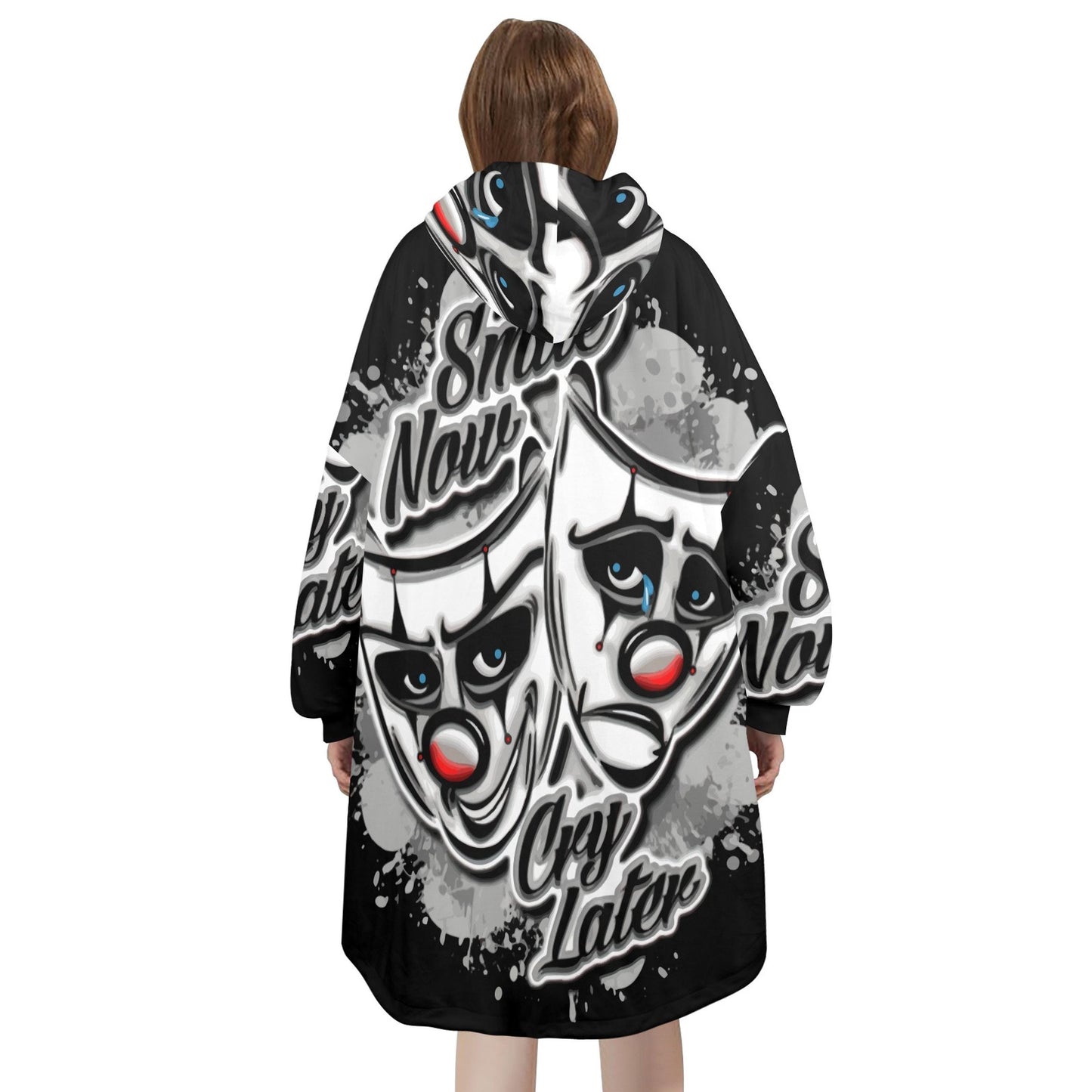 Personalized Blanket Hoodie Chicano Cartoon Smile Now Cry Later
