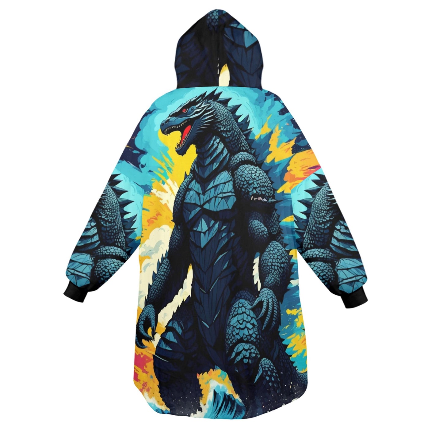 Godzilla Blanket Hoodie Vintage Kaiju Fleece Lounger