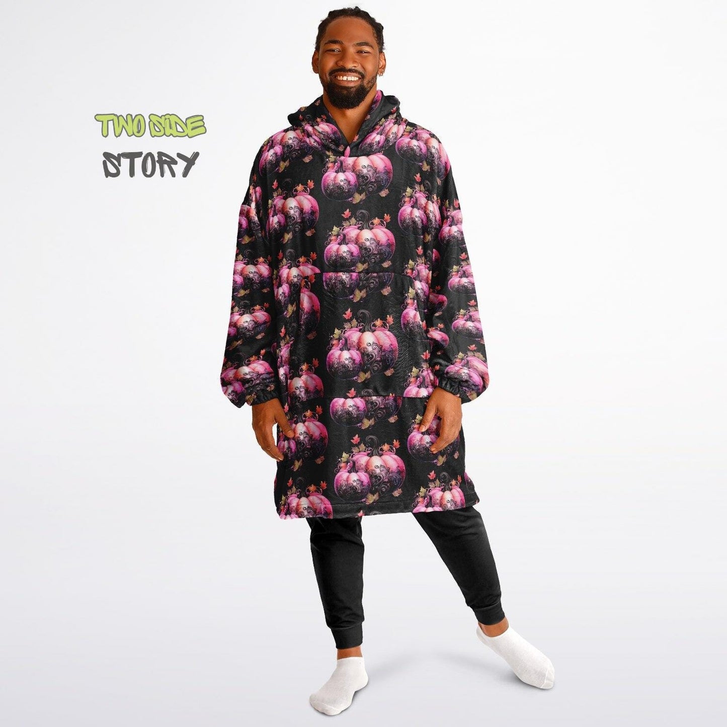 Unisex Halloween Pumpkins Print Snug Hoodie,Printed Hooded Blanket,Blanket Sleeves,Lounge Wear,Unique,Novelty Gifts, birthday Christmas Gift