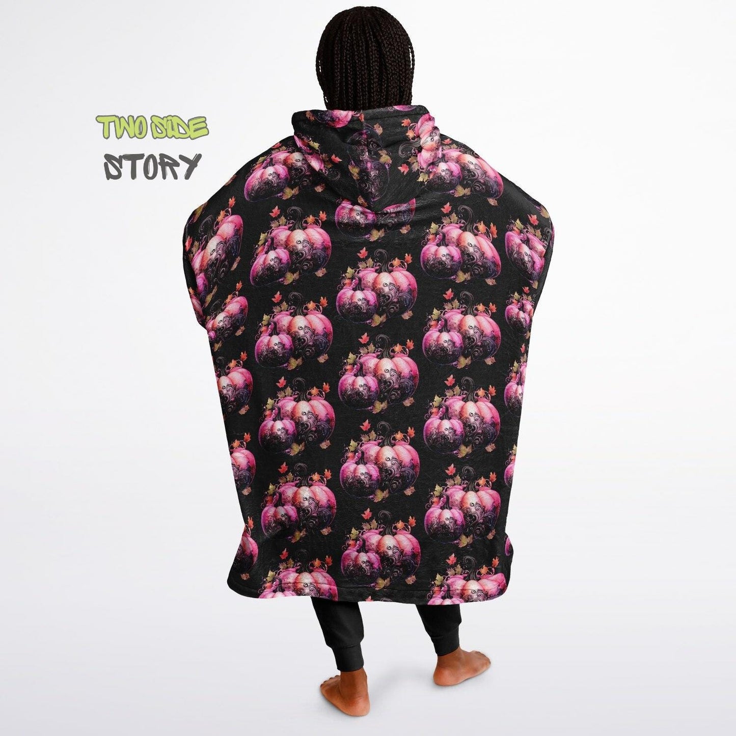 Unisex Halloween Pumpkins Print Snug Hoodie,Printed Hooded Blanket,Blanket Sleeves,Lounge Wear,Unique,Novelty Gifts, birthday Christmas Gift