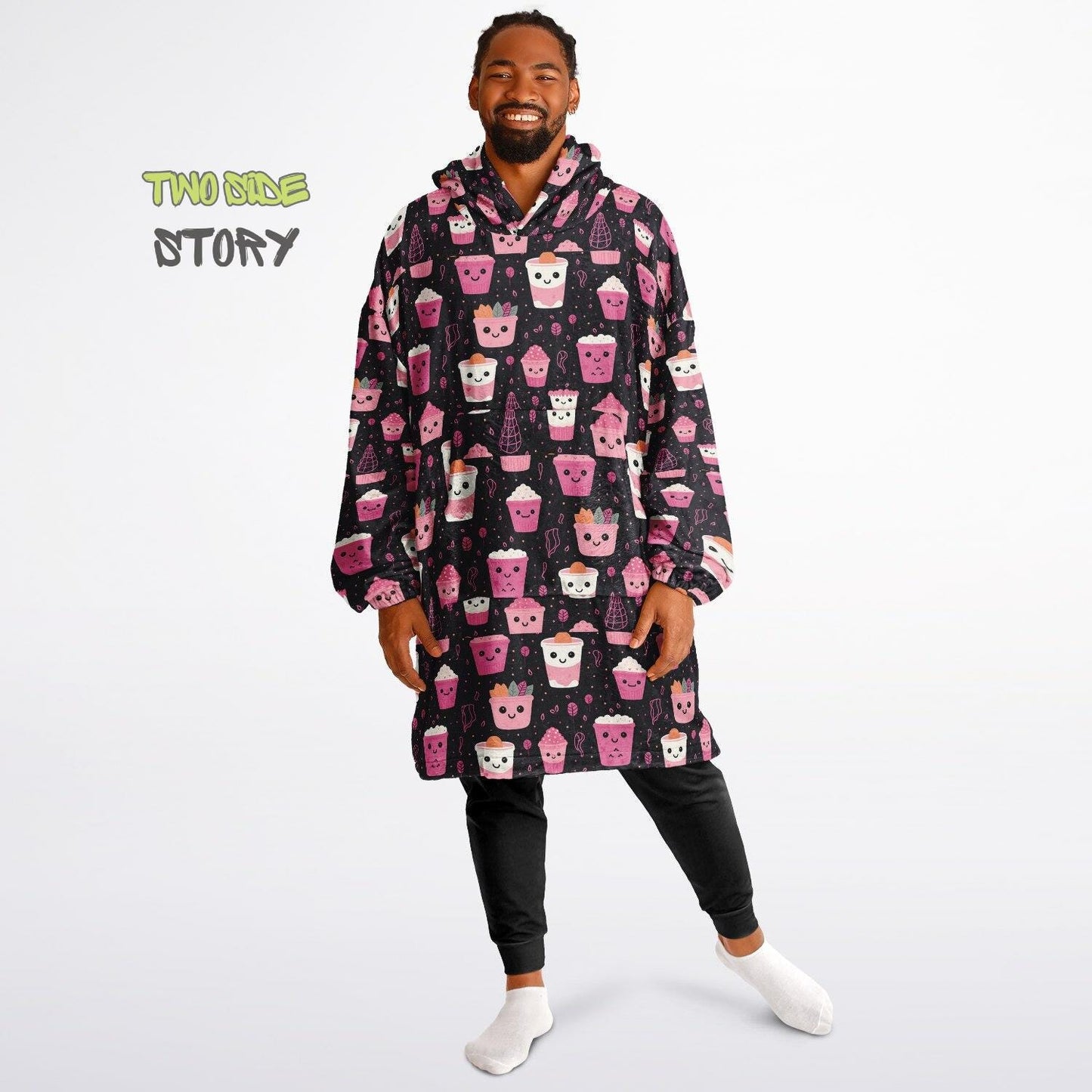 Unisex Cute Kawaii Halloween Print Snug Hoodie,Printed Hooded Blanket with Sleeves, Lounge Wear, Novelty Gifts, Birthday Gift,Christmas Gift