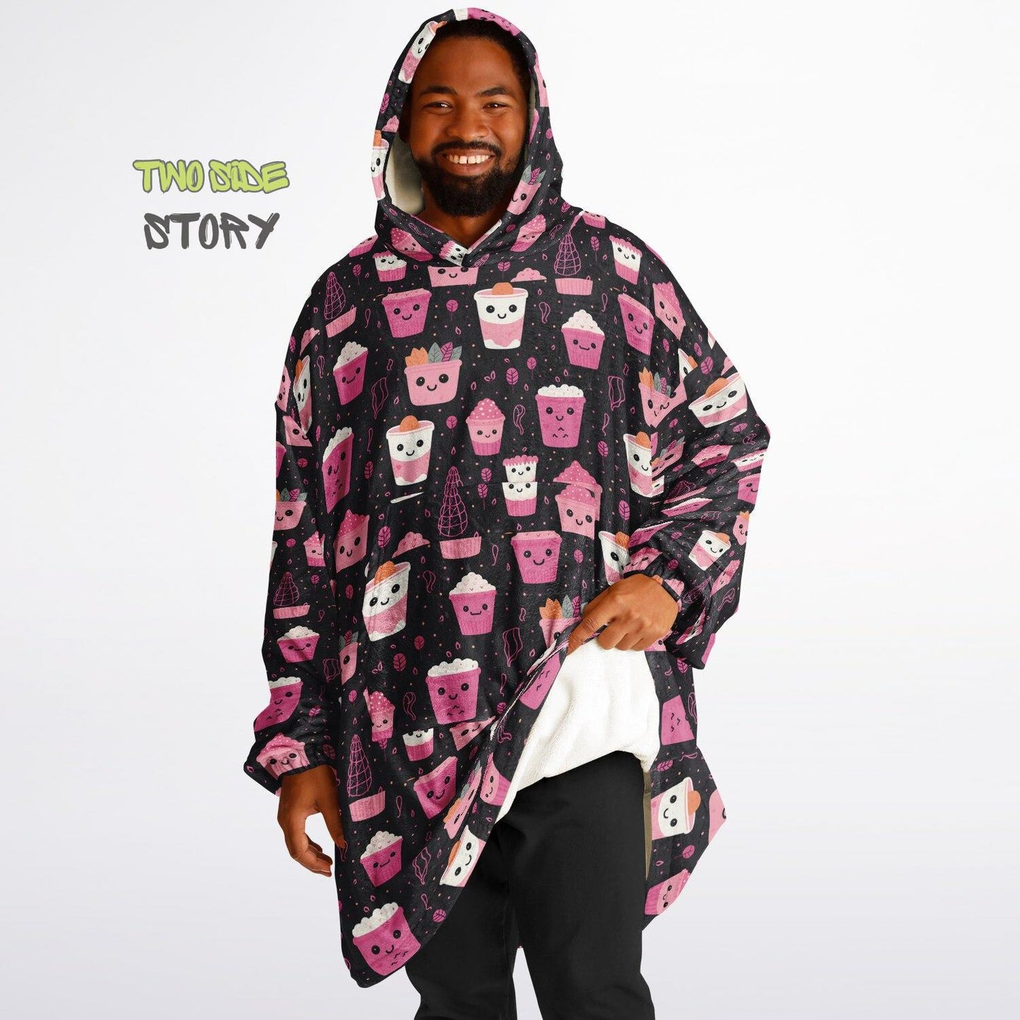 Unisex Cute Kawaii Halloween Print Snug Hoodie,Printed Hooded Blanket with Sleeves, Lounge Wear, Novelty Gifts, Birthday Gift,Christmas Gift