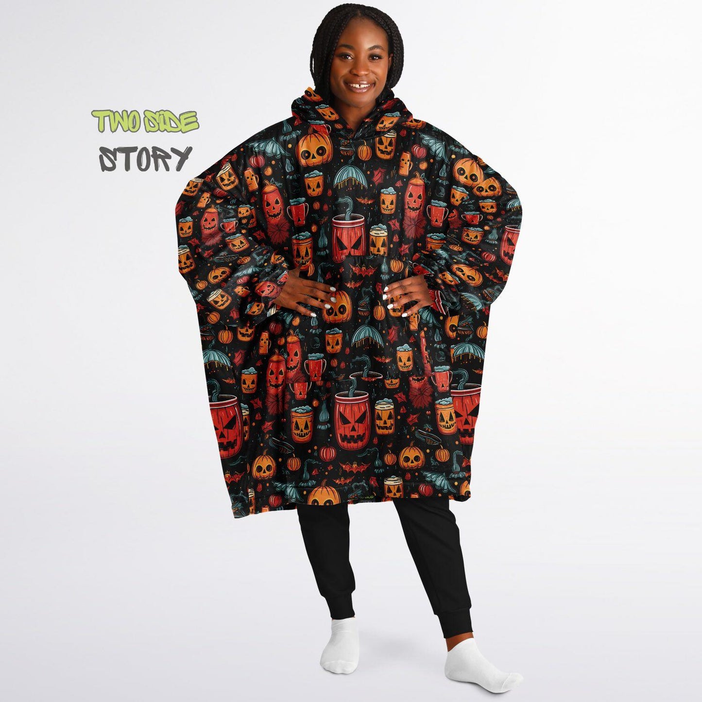 Fun Halloween Print Snug Hoodie,Printed Hooded Blanket,Blanket Sleeves,Lounge Wear,Unique,Novelty Birthday Christmas Gifts,Gift for Him Her