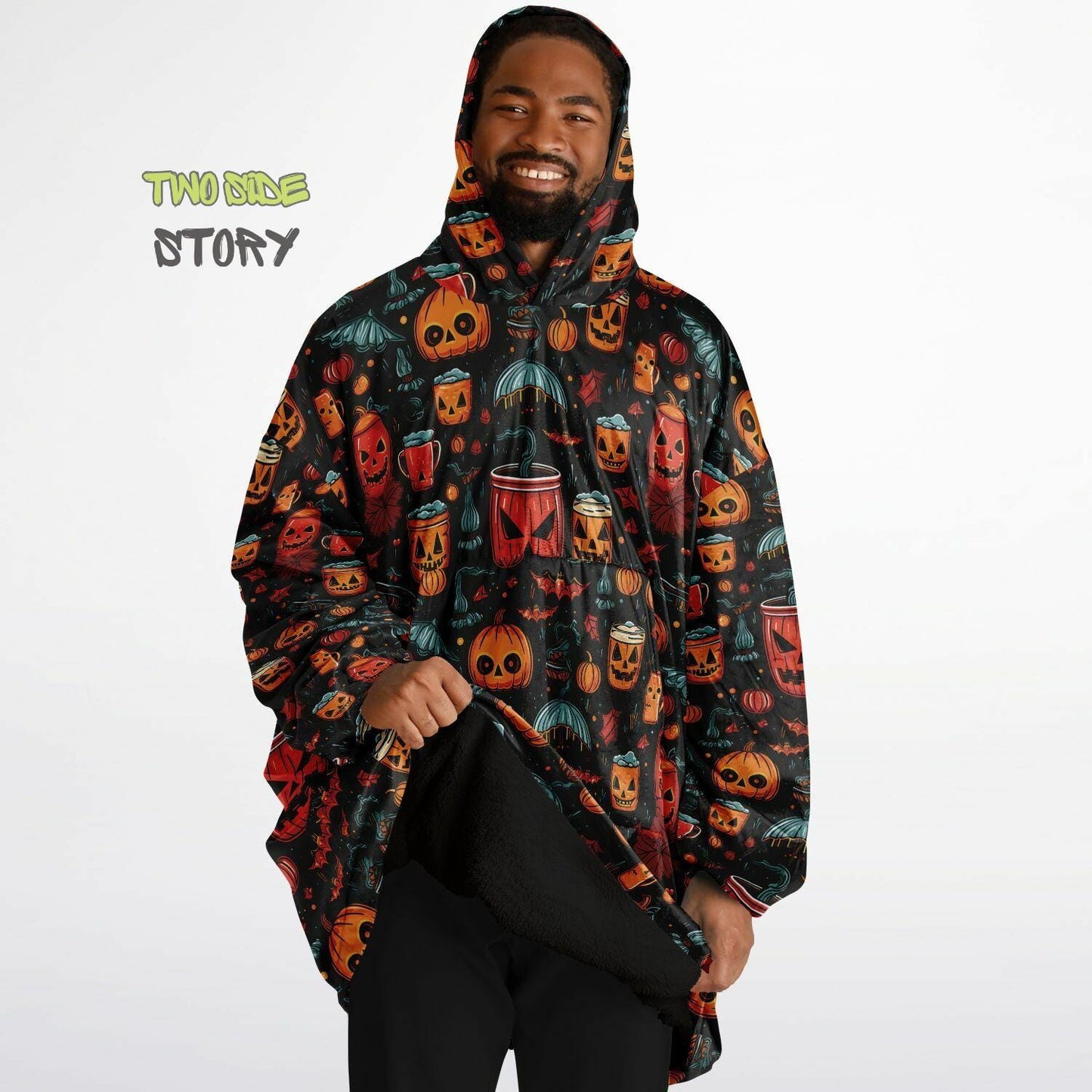 Fun Halloween Print Snug Hoodie,Printed Hooded Blanket,Blanket Sleeves,Lounge Wear,Unique,Novelty Birthday Christmas Gifts,Gift for Him Her