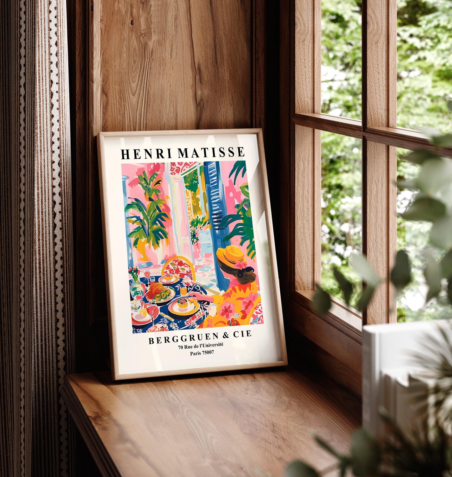 Matisse Style Art Print: Woman Dining, Preppy Mid-Century Wall Art