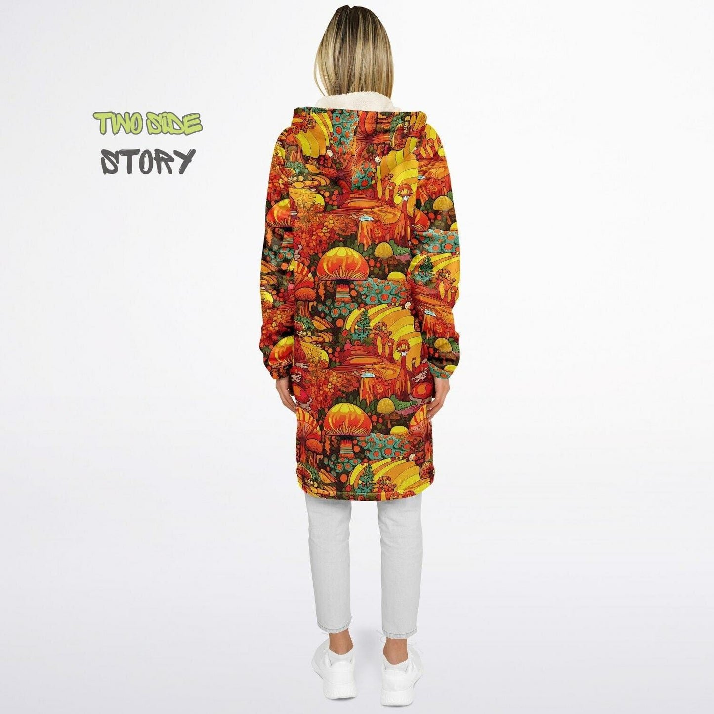 Trippy Psychedelic Mushrooms Printed Microfleece Zipper Jacket, Printed Hoodie,Trippy Cloak, Gift for Him, Unique Christmas Birthday Gifts