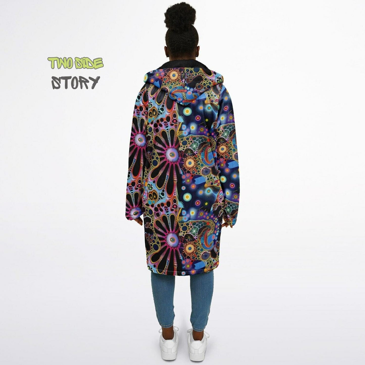 Trippy Psychedelic Printed Microfleece Zipper Jacket,Printed Hoodie,EDM Festival Trippy Cloak, Gift for Him, Unique Christmas Birthday Gifts