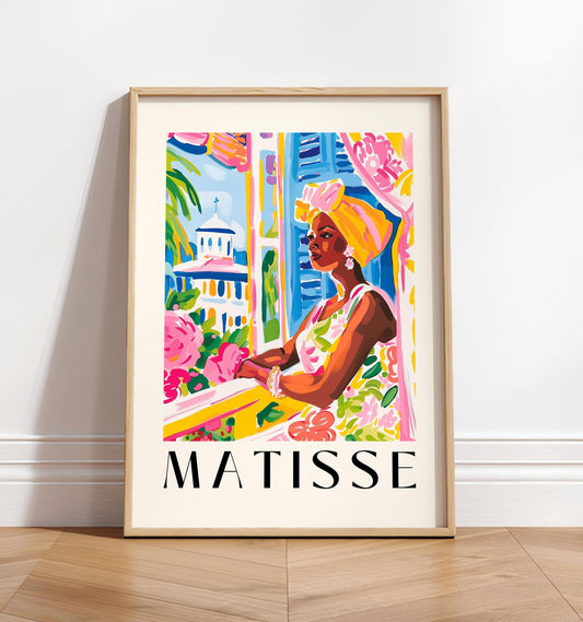 Black woman art, Matisse print, Cuba art, Black girl wall art, Maximalist poster, Pink tropical dopamine decor