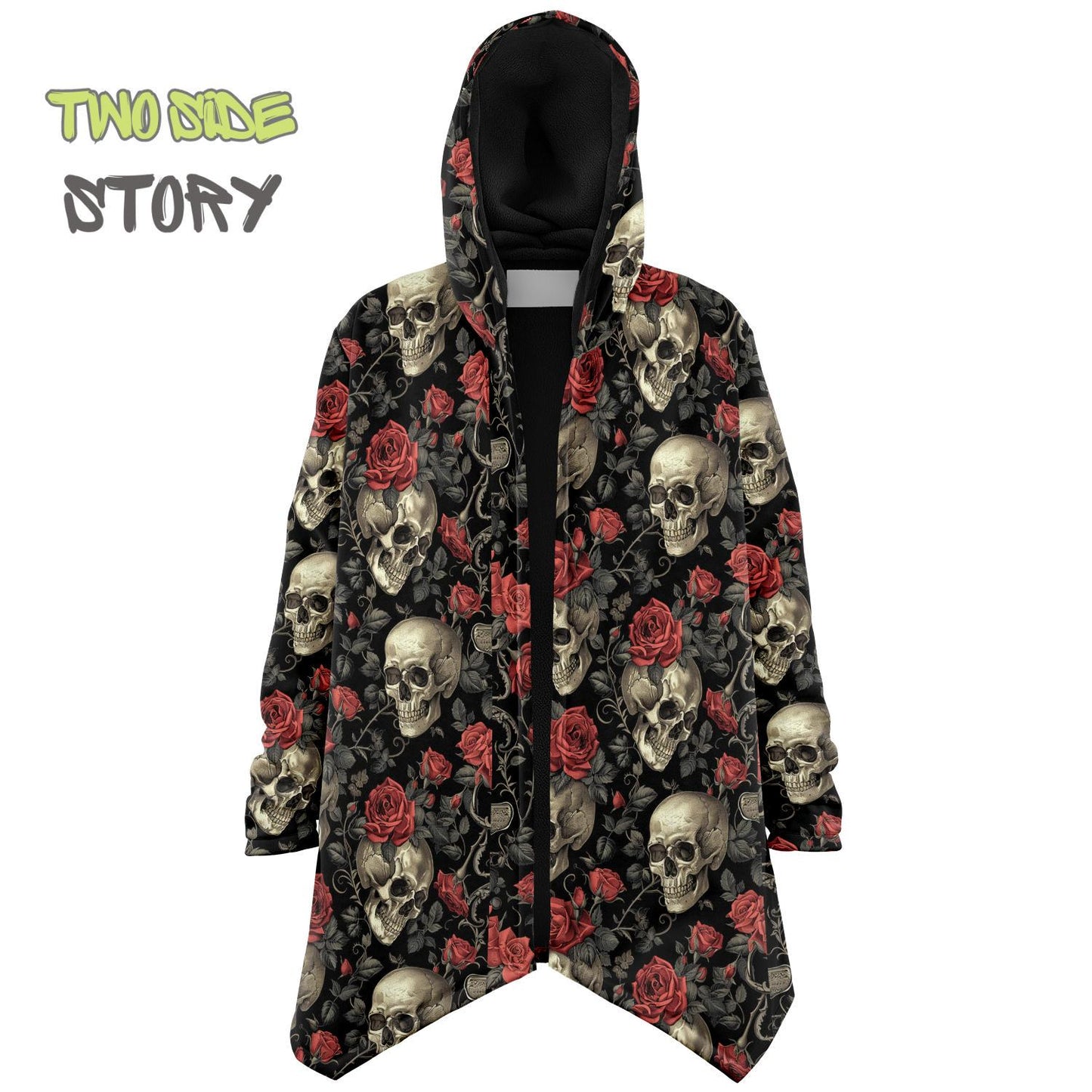 Micro-fleece Halloween Skulls Hooded Cloak, Festival Party Wear,Halloween Cape, Vivid Colors EDM Festival Cape, Unique Gifts,Men's Rave Cape