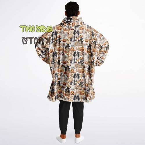 Fun Halloween Print Snug Hoodie,Printed Hooded Blanket,Blanket Sleeves,Lounge Wear, Novelty Birthday Christmas Gifts for Him, Gift for Her