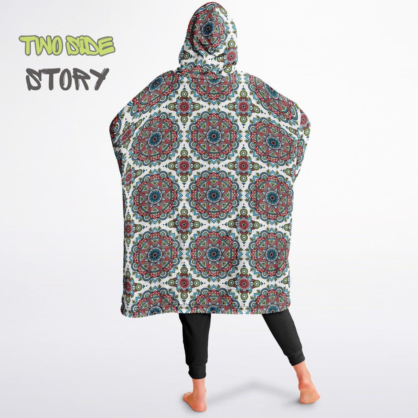 Mandala Print Reversible Snug Hoodie,Hooded Blanket,Blanket Sleeves,Lounge Wear,Novelty Birthday Christmas Gifts,Gift for Her,Gift for Yogi