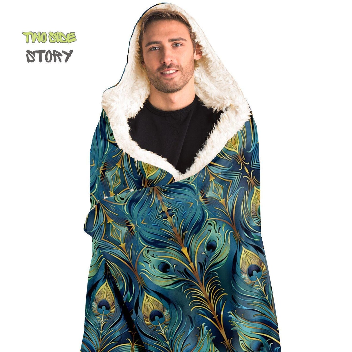 Micro-fleece Psychedelic Printed Jacket Hooded Cloak, Psychedelic Clothes, Festival Rave Party Wear, Festival Cape, Hooded Wearable Blanket