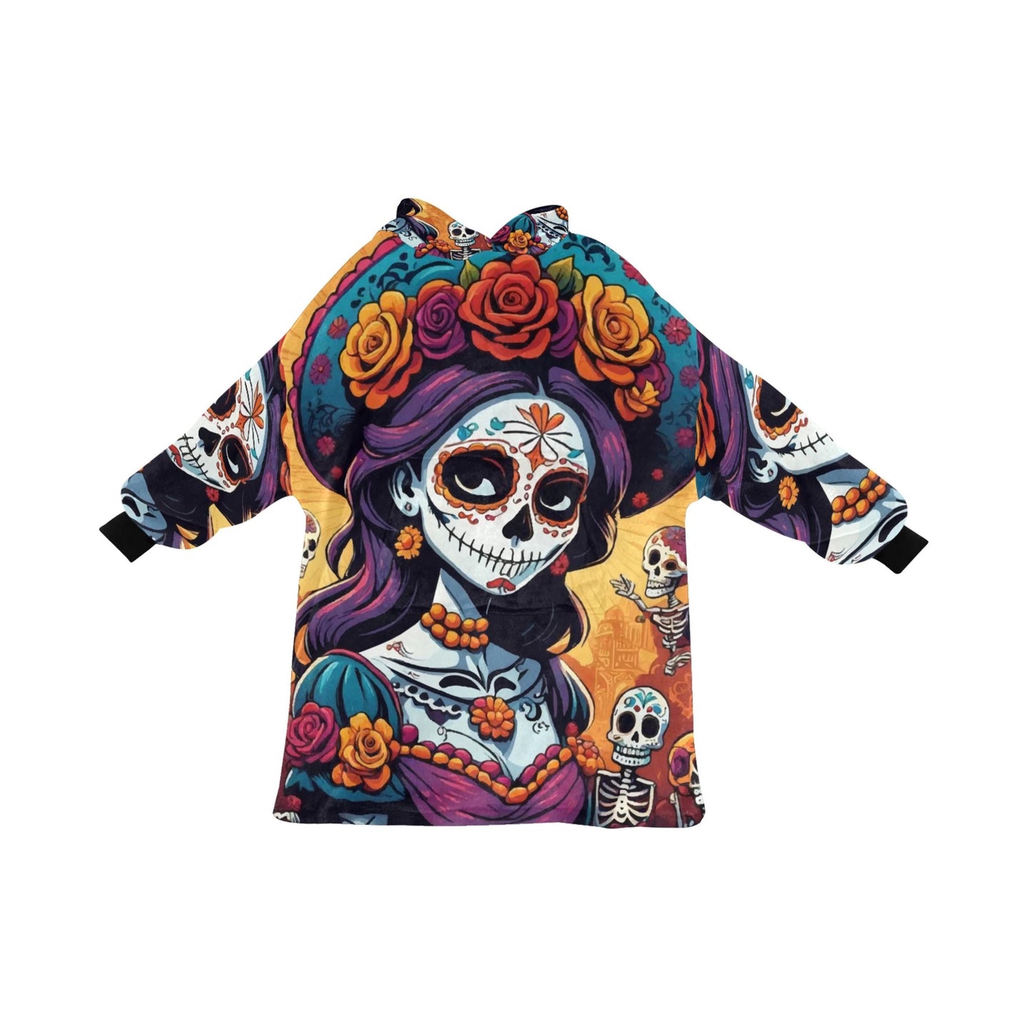 Kids Blanket Hoodie Chicano Día De Los Muertos Mexico La Catrina Art