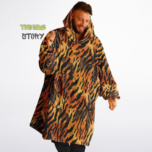 Unisex Animal Print Snug Hoodie,Tiger Print Hooded Blanket,Blanket with Sleeves,Lounge Wear,Unique Gifts,Novelty Gifts, Christmas Gift