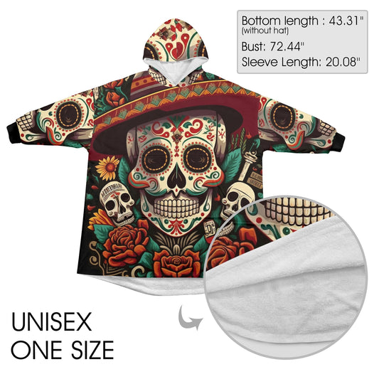 Chicano Sugar Skull Blanket Hoodie Personalized Fleece Loungewear
