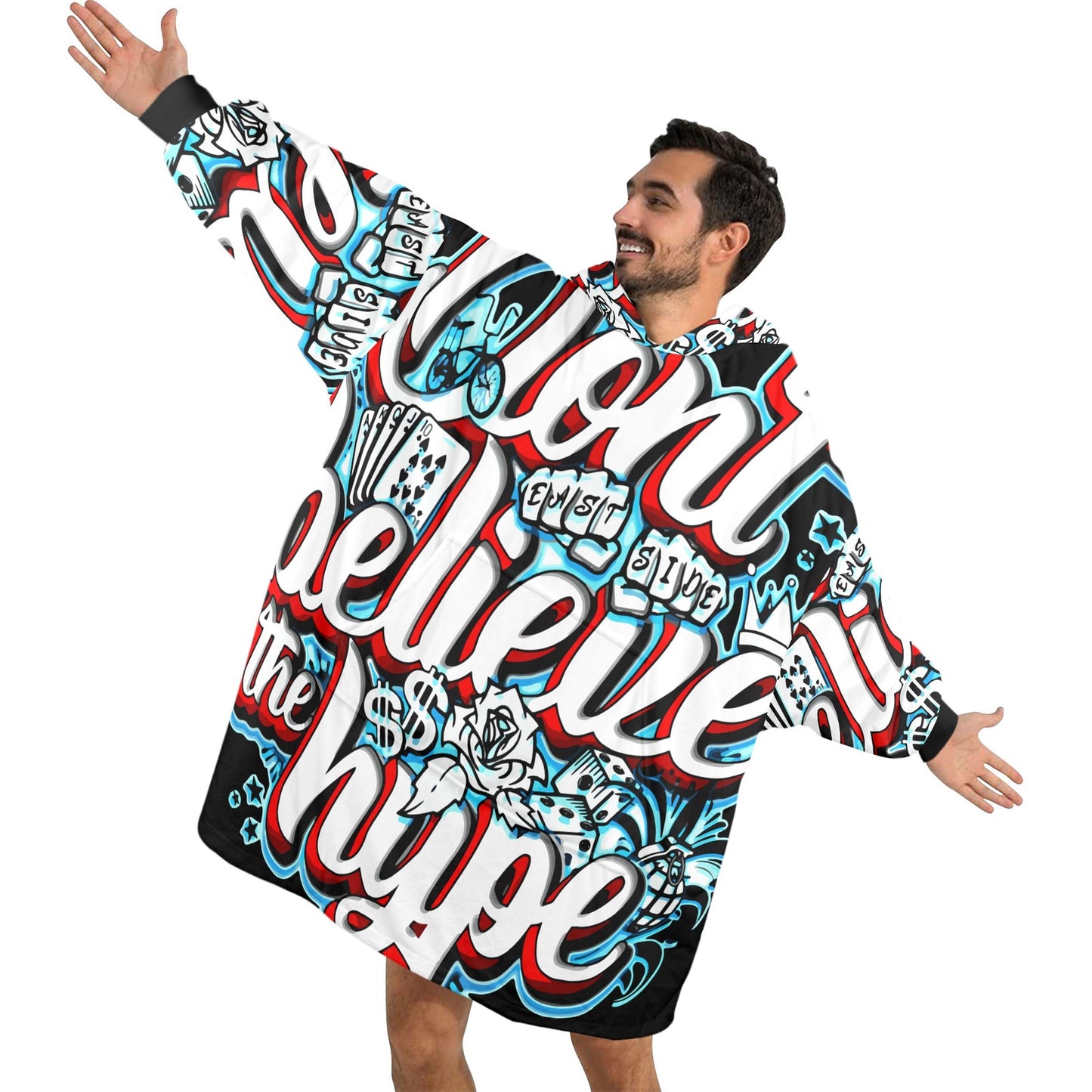 Graffiti Blanket Hoodie Personalized Unisex Loungewear