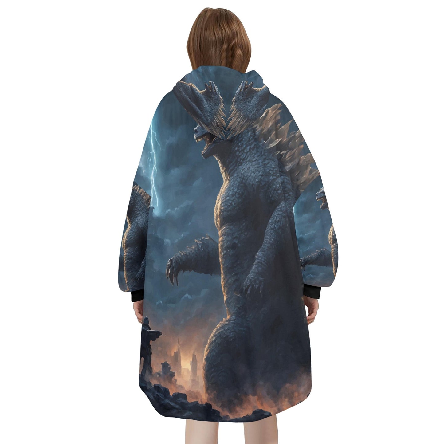 Godzilla Blanket Hoodie Personalized Kaiju Art Fleece Blanket
