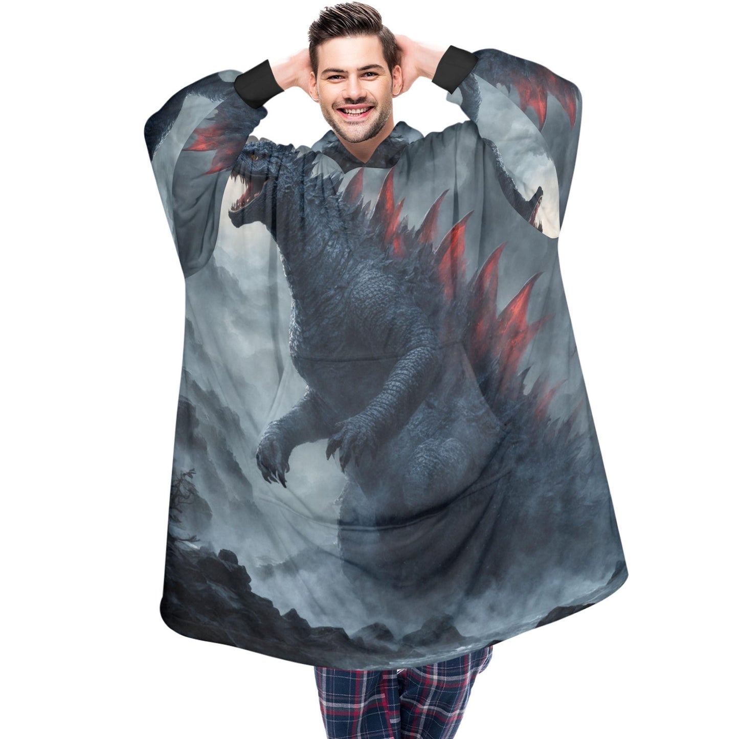 Godzilla Blanket Hoodie Kaiju Comics Art Personalized Fleece Blanket