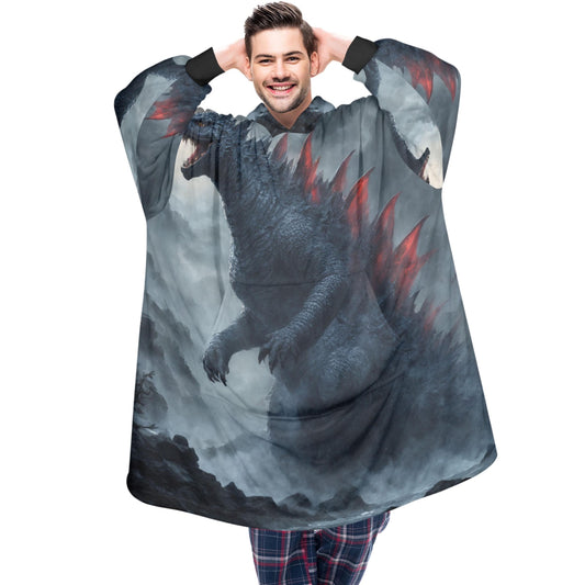 Godzilla Blanket Hoodie Kaiju Comics Art Personalized Fleece Blanket