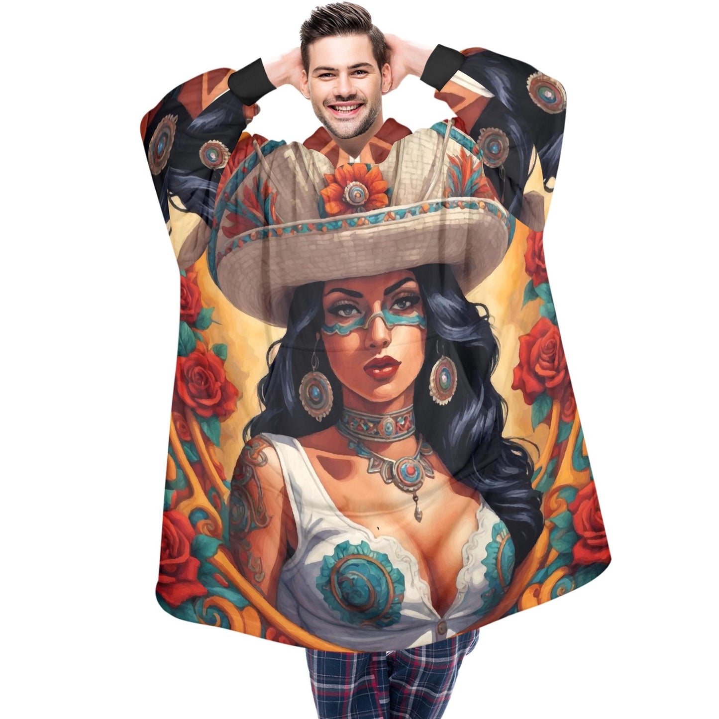 Chingona Blanket Hoodie Personalized Mexican Blanket