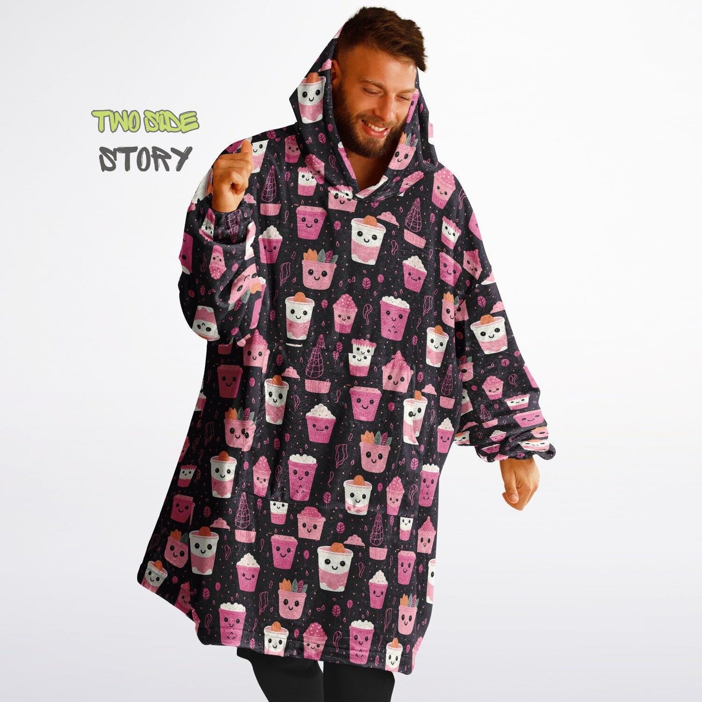 Unisex Cute Kawaii Halloween Print Snug Hoodie,Printed Hooded Blanket with Sleeves, Lounge Wear, Novelty Gifts, Birthday Gift,Christmas Gift